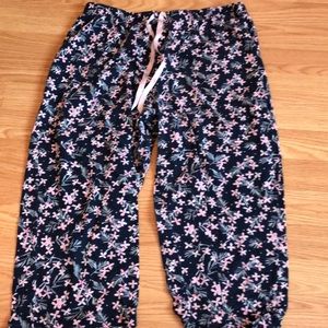 Pink flower pajama pants